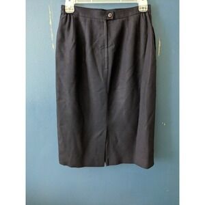 Vintage Pencil Skirt Linen Finish Fully Lined Pockets Kick Flap ClassicCareer XS